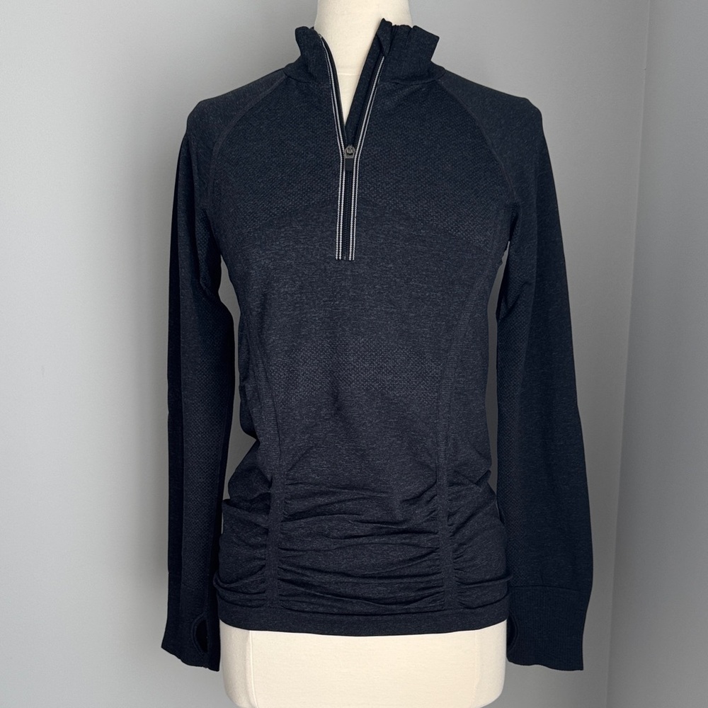 Athleta Fastest Track 1/4 Zip Compression Activewear Pullover - Charcoal, Size M